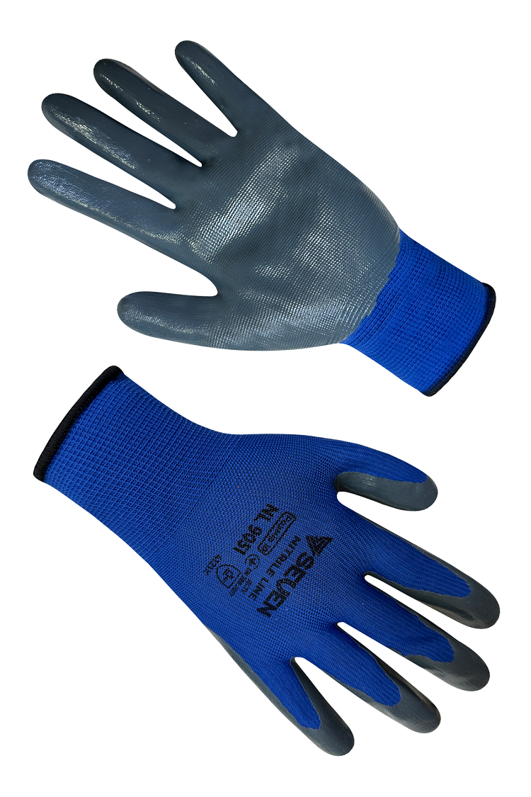 Рукавички синтетичні сині з сірим нітриловим покриттям SEVEN 69051 "б" р.10